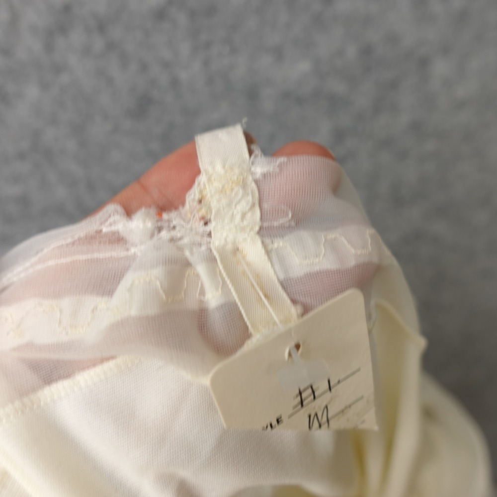 Vintage Coquette Slip Dress Women S Cream Angelcore Mesh Cami Lingerie Nightgown - Picture 3 of 11